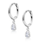 Load image into Gallery viewer, 925 Sterling Silver Teardrop Huggies Earrings, Cz  Huggies Earrings, Teardrop Cz Dangle Huggies, 14k Gold Plated Teardrop Huggies, Hypoallergenic Huggies