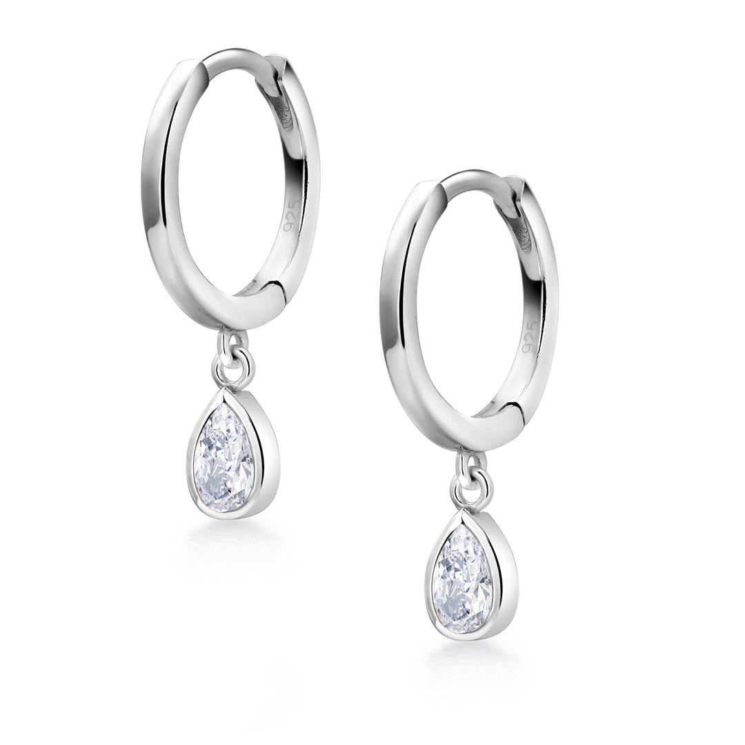 925 Sterling Silver Teardrop Huggies Earrings, Cz  Huggies Earrings, Teardrop Cz Dangle Huggies, 14k Gold Plated Teardrop Huggies, Hypoallergenic Huggies