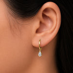 Load image into Gallery viewer, 925 Sterling Silver Teardrop Huggies Earrings, Cz  Huggies Earrings, Teardrop Cz Dangle Huggies, 14k Gold Plated Teardrop Huggies, Hypoallergenic Huggies