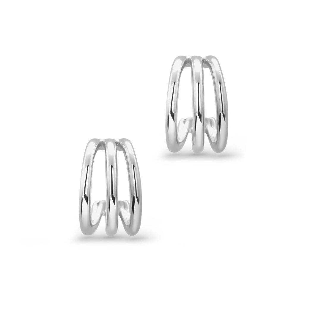 Silver Hoop Earrings, 14K Gold Plated hoop Earrings, Triple Band Hoop Earrings, Statement Huggies Earrings, Chunky Hoop Earrings , Tiny Hoop Earrings, Minimalist Hoop Earrings