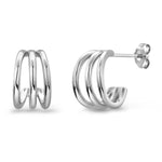 Load image into Gallery viewer, Silver Hoop Earrings, 14K Gold Plated hoop Earrings, Triple Band Hoop Earrings, Statement Huggies Earrings, Chunky Hoop Earrings , Tiny Hoop Earrings, Minimalist Hoop Earrings
