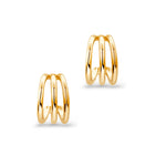 Load image into Gallery viewer, Silver Hoop Earrings, 14K Gold Plated hoop Earrings, Triple Band Hoop Earrings, Statement Huggies Earrings, Chunky Hoop Earrings , Tiny Hoop Earrings, Minimalist Hoop Earrings
