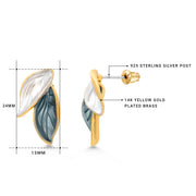 Enamel Leaf 14k Gold Plated Stud Earrings, Leaf Stud Earrings, Nature Leaf Stud Earrings, Gold Plated Leaf Stud Earrings, Leaf Stud Earrings