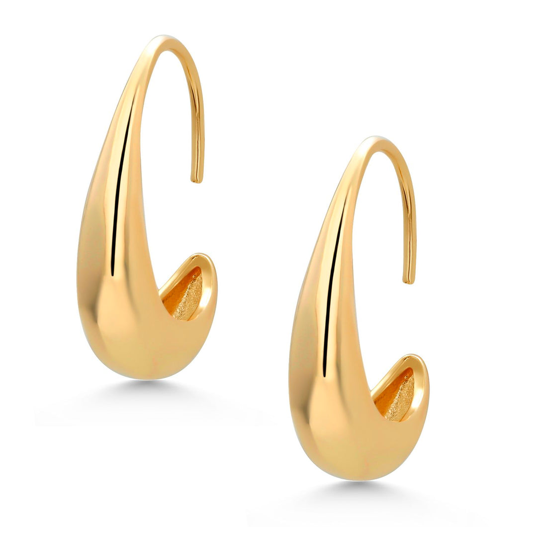 18K Gold Plated Base Metal Curl Hoop Earrings