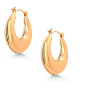 18K Gold Plated Brass Metal Chunky Hoop Earrings, Chunky Hoop Earrings, Minimalist Hoop Earrings, Plain Hoop Earrings