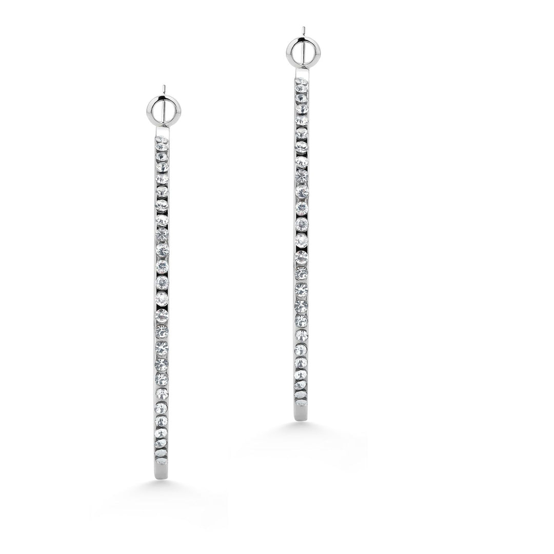 Rhodium Plated Hoop Earrings, Sparkly Hoop Earrings, Trendy Big Hoop Earrings, Hoop Earrings, Gold Hoops, Cz Circle Hoop Earrings