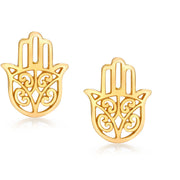 14K Solid Yellow Gold Hamsa Studs Earrings, Gold Hamas Studs, Tiny Hamas Studs, Dainty Hamas Studs, Solid Gold Studs
