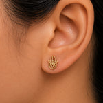 Load image into Gallery viewer, 14K Solid Yellow Gold Hamsa Studs Earrings, Gold Hamas Studs, Tiny Hamas Studs, Dainty Hamas Studs, Solid Gold Studs