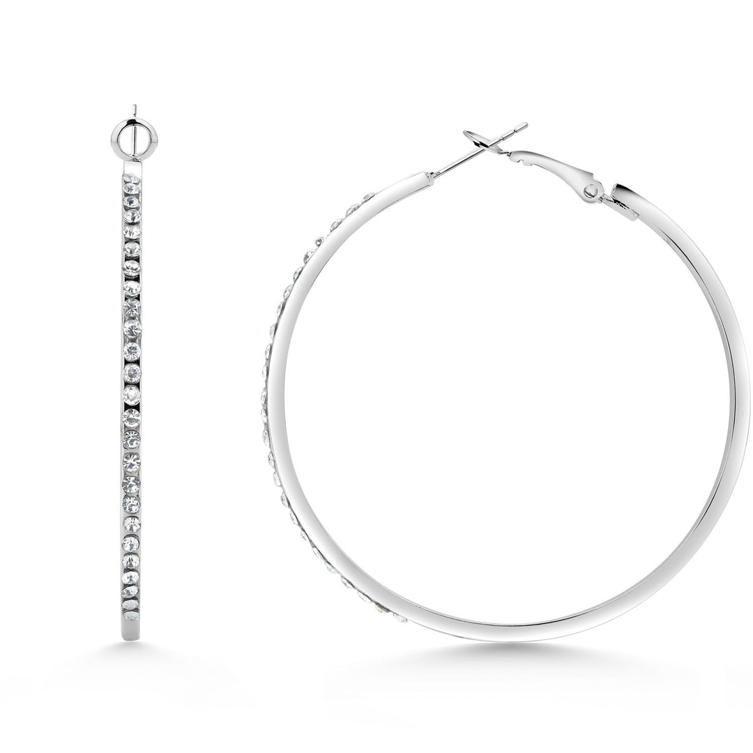 Rhodium Plated Hoop Earrings, Sparkly Hoop Earrings, Trendy Big Hoop Earrings, Hoop Earrings, Gold Hoops, Cz Circle Hoop Earrings