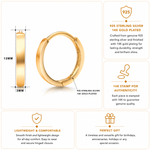 Load image into Gallery viewer, 14K Gold Plated Huggie Hoop Earrings for Women | Small Wide Flat Hinged Clicker Hoops | Minimalist Hypoallergenic Earrings for Cartilage &amp; Lobe