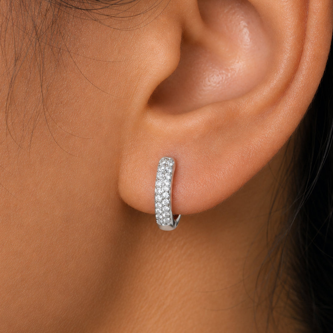 925 Sterling Silver Pave Huggie Earrings,  Huggie Earrings For Girls,  CZ Huggie, Silver  Huggie Earrings