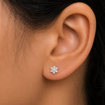 Load image into Gallery viewer, 14K Solid Yellow Gold Cz Flower Studs, Flower Studs, Cz Gold Studs, Dainty Flower Studs, Tiny Flower Studs, Solid Gold Studs