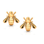 Load image into Gallery viewer, 14K Yellow Gold Honey Bee Stud Earrings, Gold Bee Studs, Dainty Bee Studs, Tiny Bee Studs, Bumble bee Studs, Solid Gold Studs
