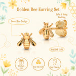 Load image into Gallery viewer, 14K Yellow Gold Honey Bee Stud Earrings, Gold Bee Studs, Dainty Bee Studs, Tiny Bee Studs, Bumble bee Studs, Solid Gold Studs