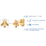 Load image into Gallery viewer, 14K Yellow Gold Honey Bee Stud Earrings, Gold Bee Studs, Dainty Bee Studs, Tiny Bee Studs, Bumble bee Studs, Solid Gold Studs
