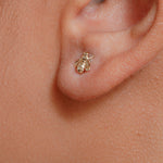 Load image into Gallery viewer, 14K Yellow Gold Honey Bee Stud Earrings, Gold Bee Studs, Dainty Bee Studs, Tiny Bee Studs, Bumble bee Studs, Solid Gold Studs
