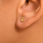 Load image into Gallery viewer, 14K Yellow Gold Honey Bee Stud Earrings, Gold Bee Studs, Dainty Bee Studs, Tiny Bee Studs, Bumble bee Studs, Solid Gold Studs