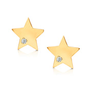 14K Solid Yellow Gold Daimond Star Studs, Star Studs, Diamond Studs, Dainty Star Studs, Tiny Star Studs, Solid Gold Studs