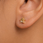 Load image into Gallery viewer, 14K Solid Yellow Gold Daimond Star Studs, Star Studs, Diamond Studs, Dainty Star Studs, Tiny Star Studs, Solid Gold Studs