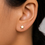 Load image into Gallery viewer, 14K Solid Yellow Gold Daimond Star Studs, Star Studs, Diamond Studs, Dainty Star Studs, Tiny Star Studs, Solid Gold Studs