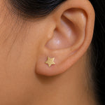 Load image into Gallery viewer, 14K Solid Yellow Gold Star Studs, Celestial Studs, Star Studs, Dainty Star Studs, Tiny Star Studs, Solid Gold Studs
