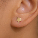 Load image into Gallery viewer, 14K Solid Yellow Gold Star Studs, Celestial Studs, Star Studs, Dainty Star Studs, Tiny Star Studs, Solid Gold Studs