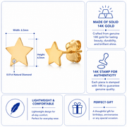 14K Solid Yellow Gold Star Studs, Celestial Studs, Star Studs, Dainty Star Studs, Tiny Star Studs, Solid Gold Studs