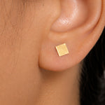 Load image into Gallery viewer, 14K Yellow Gold Square Studs, Square Gold Studs, Geometric Studs, Solid Gold Studs, Dainty Square Studs