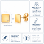 Load image into Gallery viewer, 14K Yellow Gold Square Studs, Square Gold Studs, Geometric Studs, Solid Gold Studs, Dainty Square Studs
