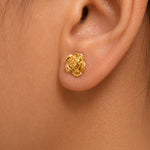 Load image into Gallery viewer, 14K Solid Yellow Gold Rose Studs, Gold Flower Studs, Rose Studs, Flower Studs, Yellow Gold Studs, Minimalist Stud, Push Back Gold StudsVideo