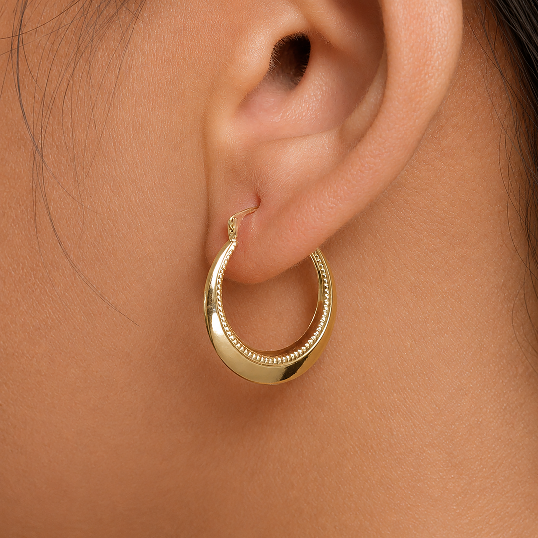 14K Solid Yellow Gold Hoop Earrings, Gold Chunky Hoop Earrings, Gold Hoop Earrings, Hinged Clasp Hoop Earrings, Round Chunky Hoop Earrings