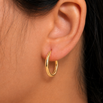 Load image into Gallery viewer, Solid 14K Yellow Gold Shiny Tube Hoop Earrings, Tube Hoop Earrings, Thick Hoop Earrings, Bold Hoop Earrings, Hinged Clasp Hoop Earrings, 15mm, 20mm, 25mm, 30mm Gold Hoop Earrings
