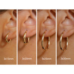 Load image into Gallery viewer, Solid 14K Yellow Gold Shiny Tube Hoop Earrings, Tube Hoop Earrings, Thick Hoop Earrings, Bold Hoop Earrings, Hinged Clasp Hoop Earrings, 15mm, 20mm, 25mm, 30mm Gold Hoop Earrings
