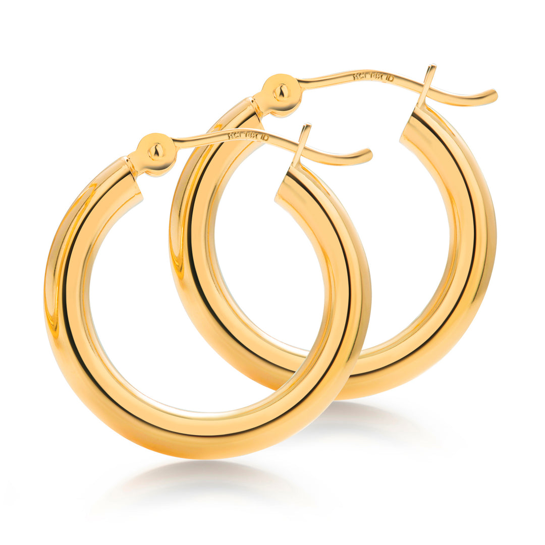 Solid 14K Yellow Gold Shiny Tube Hoop Earrings, Tube Hoop Earrings, Thick Hoop Earrings, Bold Hoop Earrings, Hinged Clasp Hoop Earrings, 15mm, 20mm, 25mm, 30mm Gold Hoop Earrings