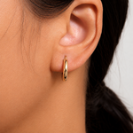 Load image into Gallery viewer, 14K Solid Yellow Gold 15mm Shiny Tube Hoop Earrings, Tube Hoop Earrings, Thick Hoop Earrings, Bold Hoop Earrings, Hinged Clasp Hoop Earrings