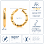 Load image into Gallery viewer, 14K Solid Yellow Gold 25mm Shiny Tube Hoop Earrings, Tube Hoop Earrings, Thick Hoop Earrings, Bold Hoop Earrings, Hinged Clasp Hoop Earrings, 25mm Gold Hoop Earrings