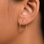 Load image into Gallery viewer, 14K Yellow Gold Shiny Tube 20mm Hoop Earrings,  Tube Hoop Earrings, Round Hoop Earrings, Gold Hoop Earrings, Hinged Clasp Hoop Earrings