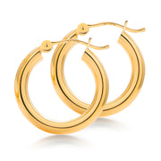 14K Solid Yellow Gold 20mm Shiny Tube Hoop Earrings, Tube Hoop Earrings, Round Hoop Earrings, Gold Hoop Earrings, Hinged Clasp Hoop Earrings, 20mm Gold Hoop Earrings