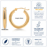 Load image into Gallery viewer, 14K Solid Yellow Gold 20mm Shiny Tube Hoop Earrings, Tube Hoop Earrings, Round Hoop Earrings, Gold Hoop Earrings, Hinged Clasp Hoop Earrings, 20mm Gold Hoop Earrings