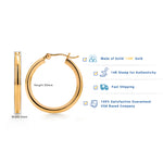 Load image into Gallery viewer, 14K Solid Yellow Gold 30mm Shiny Tube Hoop Earrings, Tube Hoop Earrings, Thick Hoop Earrings, Bold Hoop Earrings, Hinged Clasp Hoop Earrings, 30mm Gold Hoop Earrings