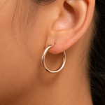 Load image into Gallery viewer, 14K Solid Yellow Gold 30mm Shiny Tube Hoop Earrings, Tube Hoop Earrings, Thick Hoop Earrings, Bold Hoop Earrings, Hinged Clasp Hoop Earrings, 30mm Gold Hoop Earrings