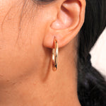 Load image into Gallery viewer, 14K Solid Yellow Gold 30mm Shiny Tube Hoop Earrings, Tube Hoop Earrings, Thick Hoop Earrings, Bold Hoop Earrings, Hinged Clasp Hoop Earrings, 30mm Gold Hoop Earrings