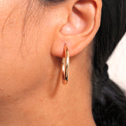 14K Solid Yellow Gold 30mm Shiny Tube Hoop Earrings, Tube Hoop Earrings, Thick Hoop Earrings, Bold Hoop Earrings, Hinged Clasp Hoop Earrings, 30mm Gold Hoop Earrings