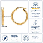 Load image into Gallery viewer, 14K Yellow Gold 15mm Textured Tube Hoop Earrings,  Circle Hoop, Round Hoop Earrings, Textured Gold Hoop Earrings, Hinged Clasp Hoop Earrings