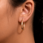 Load image into Gallery viewer, 14K Yellow Gold 30mm, 25mm, and 15mm Textured Tube Hoop Earrings, Circle Hoop, Round Hoop Earrings, Textured Gold Hoop Earrings, Hinged Clasp Hoop Earrings