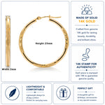Load image into Gallery viewer, 14K Solid Yellow Gold 25mm Textured Tube Hoop Earrings, Circle Hoop, Round Hoop Earrings, Textured Gold Hoop Earrings, Hinged Clasp Hoop Earrings