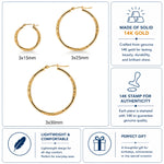 Load image into Gallery viewer, 14K Yellow Gold 30mm, 25mm, and 15mm Textured Tube Hoop Earrings, Circle Hoop, Round Hoop Earrings, Textured Gold Hoop Earrings, Hinged Clasp Hoop Earrings