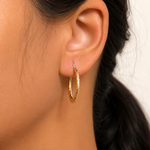 Load image into Gallery viewer, 14K Solid Yellow Gold Twisted Oval Hoop Earrings, Graduated Twisted Hoop Earrings, Textured Oval Hoop Earrings, Hinged Clasp Hoop Earrings, Gold Oval Hoop Earrings, Twisted Oval Hoop Earrings