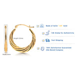 Load image into Gallery viewer, 14K Solid Yellow Gold Twisted Hoop Earrings, Graduated Twisted Hoop Earrings, Textured Hoop Earrings, Hinged Clasp Hoop Earrings, Gold Hoops
