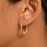Load image into Gallery viewer, 14K Solid Yellow Gold Twisted Hoop Earrings, Graduated Twisted Hoop Earrings, Textured Hoop Earrings, Hinged Clasp Hoop Earrings, Gold Hoops